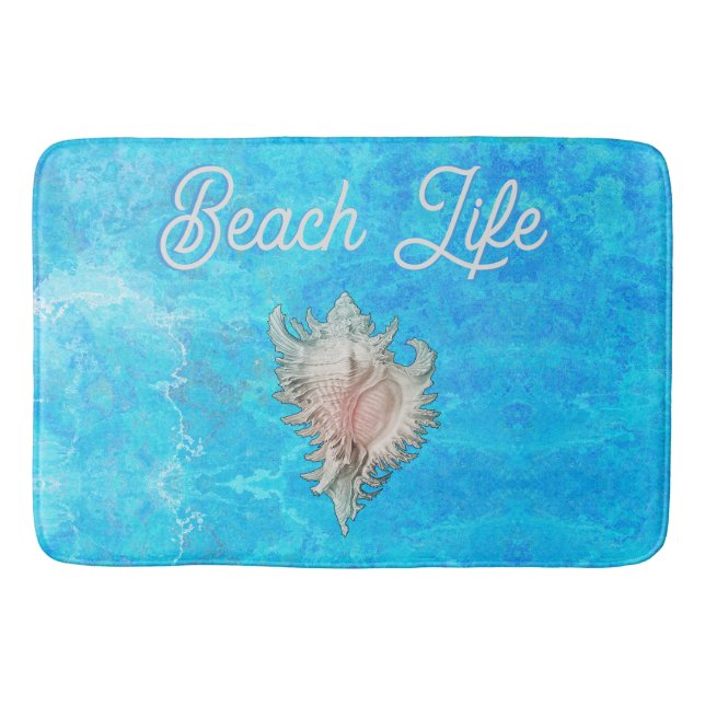 Conch Muschel "Beach Life" Badematte (Vorderseite)