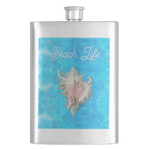 Conch Muschel "Beach Life" Flachmann