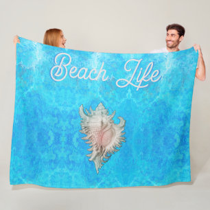 Conch Muschel "Beach Life" Fleecedecke