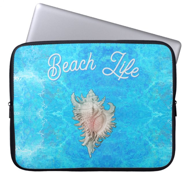 Conch Muschel "Beach Life" Laptopschutzhülle (Vorderseite)