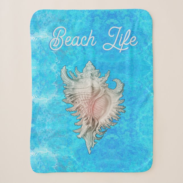 Conch Muschel "Beach Life" Sherpadecke (Vorderseite)