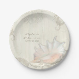 Conch Muschel Coastal Beach Hochzeit Empfang Dekor Pappteller