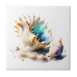 Conch Muschel iridesent 3D-Single Großes Strandmee Fliese
