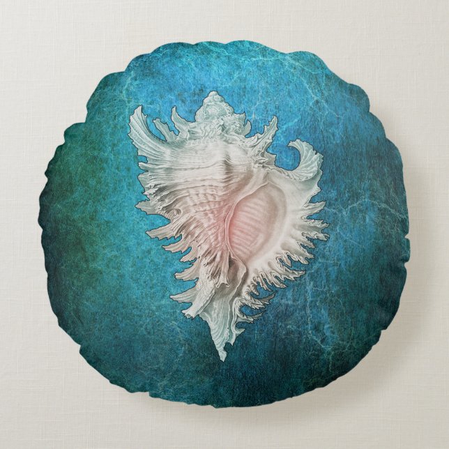 Conch-Muschel Rundes Kissen (Vorderseite)
