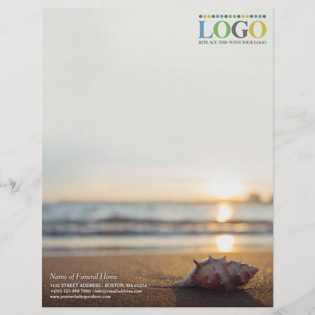 Conch on Beach bei Sonnenaufgang Beerdigung Ihr Lo Briefbogen (Vorderseite)