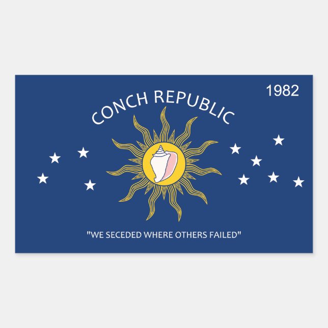 Conch Republic Flag Rechteckiger Aufkleber (Vorderseite)