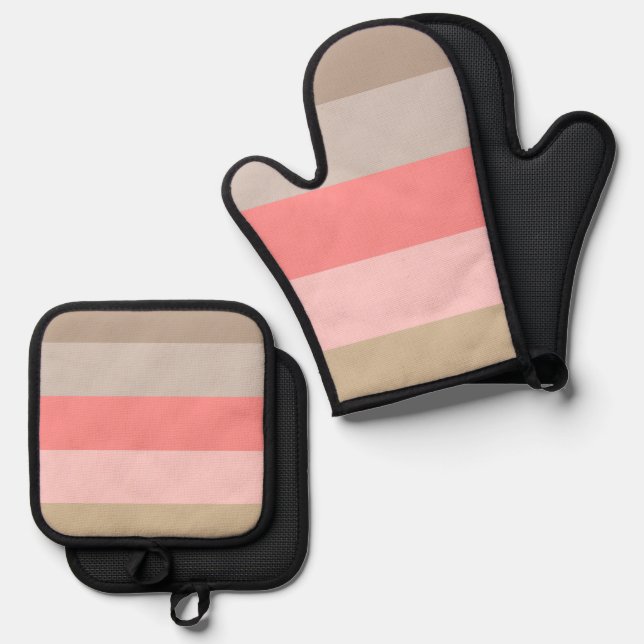 Conch Seashell Stripe Colors Ofenhandschuh & Topflappen-Set (Vorderseite/Rückseite)
