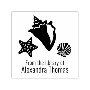 Conch Starfish Scallop Seashell Beach Library Permastempel