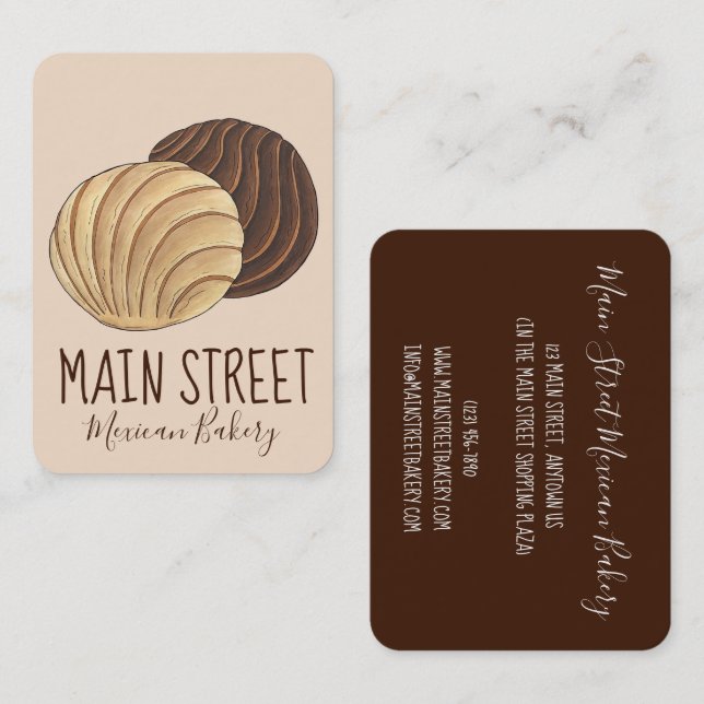 Conchas mexikanische Pan Dulce Broad Panadería Bäc Visitenkarte (Vorne/Hinten)