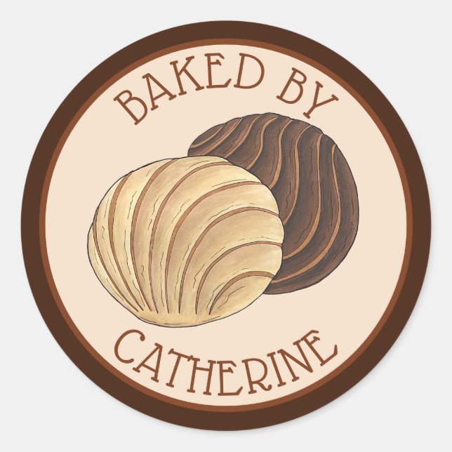 Conchas mexikanische Pan Dulce gebacken von hausge Runder Aufkleber (Vorderseite)