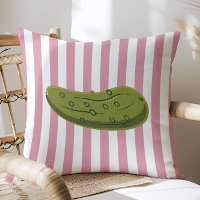 Concombre Taquin sur Rayures Roses, Coussin de Déc