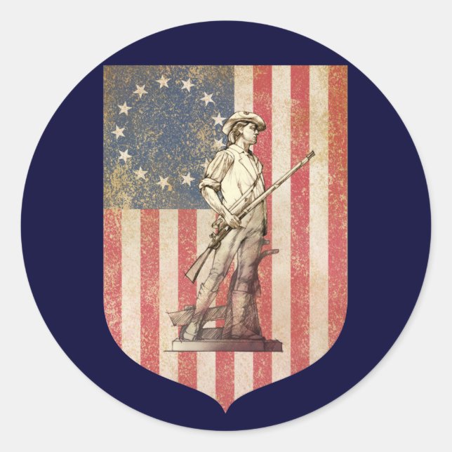 Concord Minuteman Runder Aufkleber (Vorderseite)