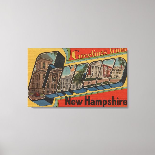 Concord, New Hampshire - Große Briefmarkenszenen Leinwanddruck (Vorderseite)