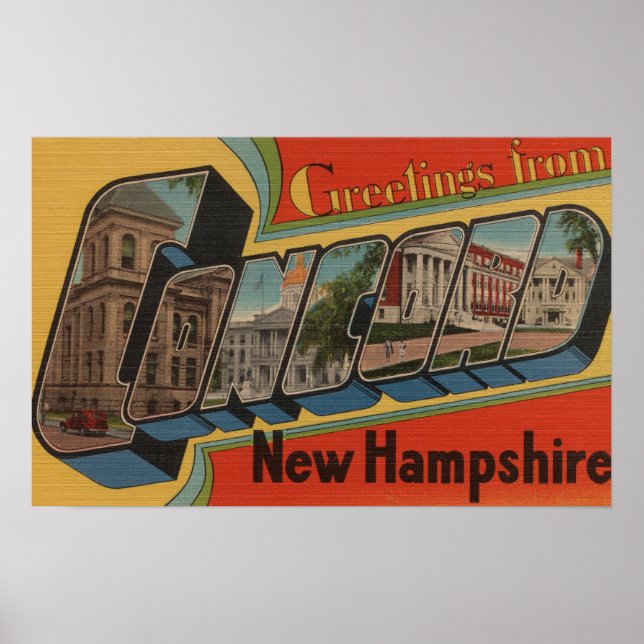 Concord, New Hampshire - Große Briefmarkenszenen Poster (Vorne)