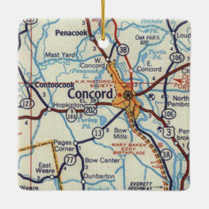 Concord NH Vintag Map Keramikornament