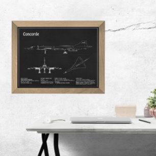 Concorde - Flugzeugkonzept Zeichnend Pläne PD Fotodruck