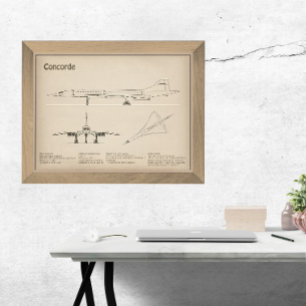 Concorde - Flugzeugkonzeption Zeichnend Pläne SD Fotodruck