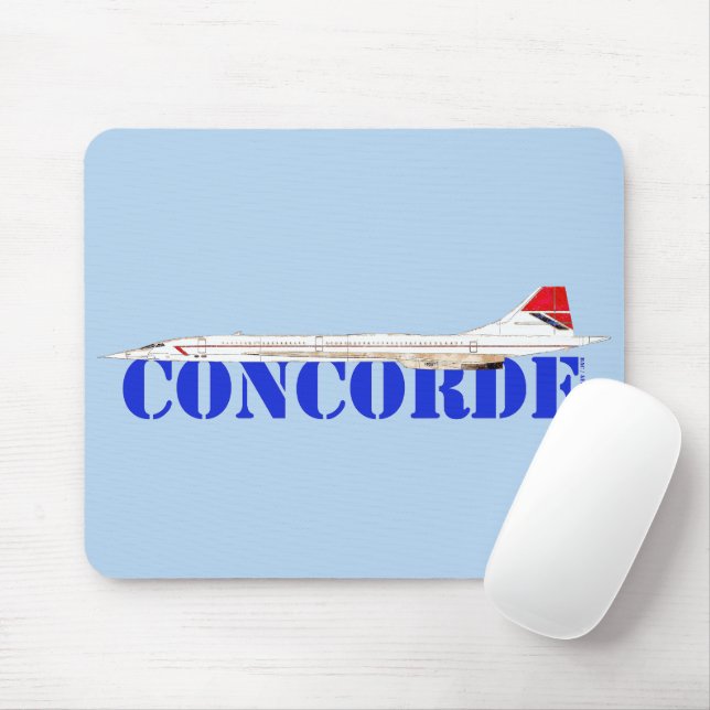 Concorde-Jet mit fettem blauem Text Mousepad (Mit Mouse)
