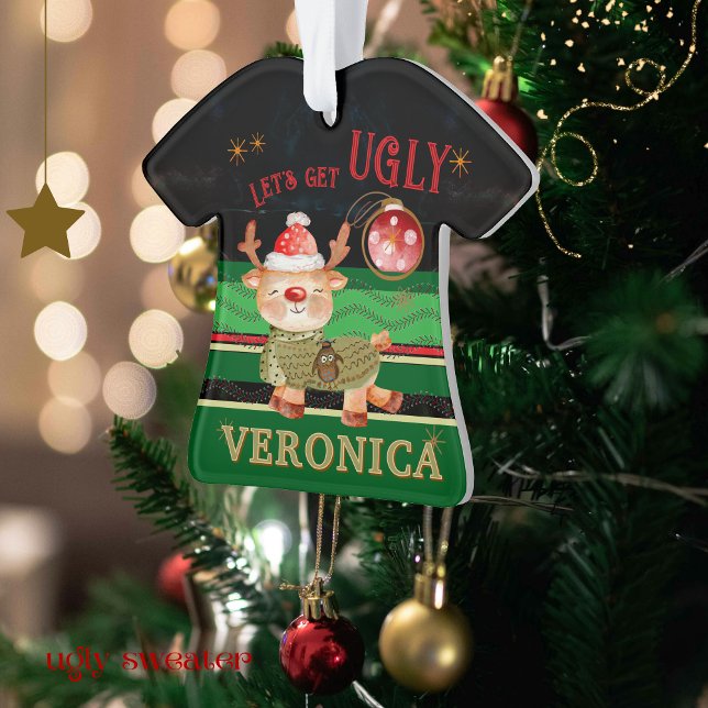 Concours de sueur de Noël moche ornement de cerfs (Ugly Christmas Sweater Contest Deer Ornament)