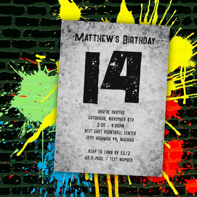 Concrete Grunge Teen Boys Birthday Party Einladung (Von Creator hochgeladen)