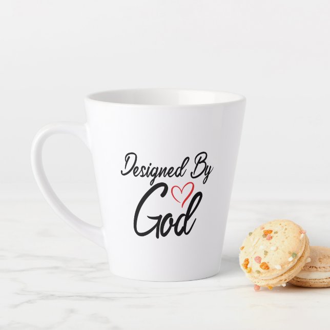 Conçu Par Dieu Blanc 12 oz. Tasse latte (En situation)