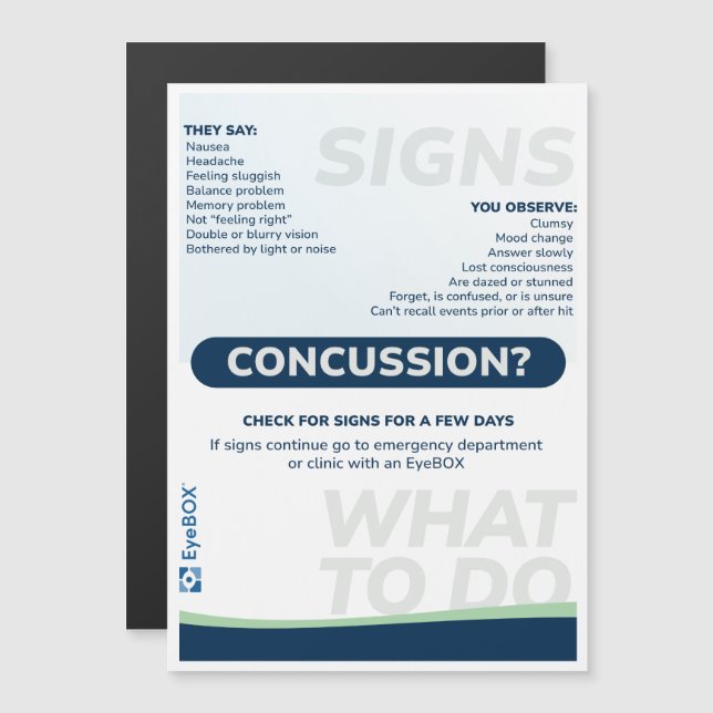 Concussion Signs Magnet (Vorne/Hinten)