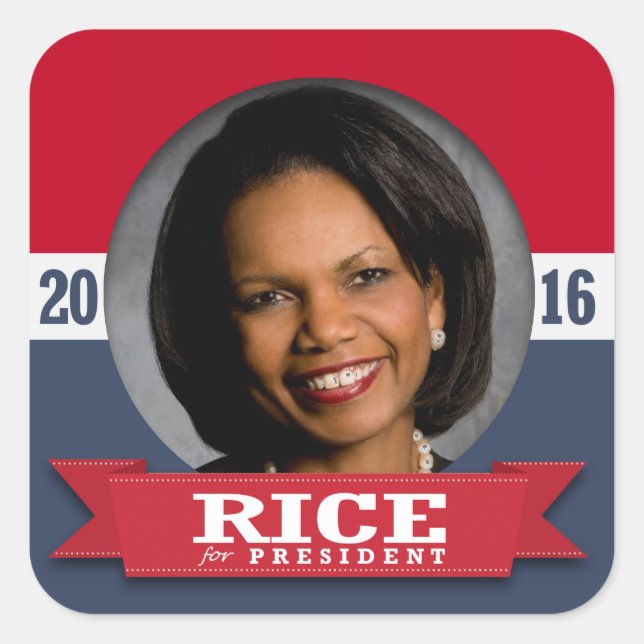 CONDI RICE 2016 QUADRATISCHER AUFKLEBER (Vorderseite)