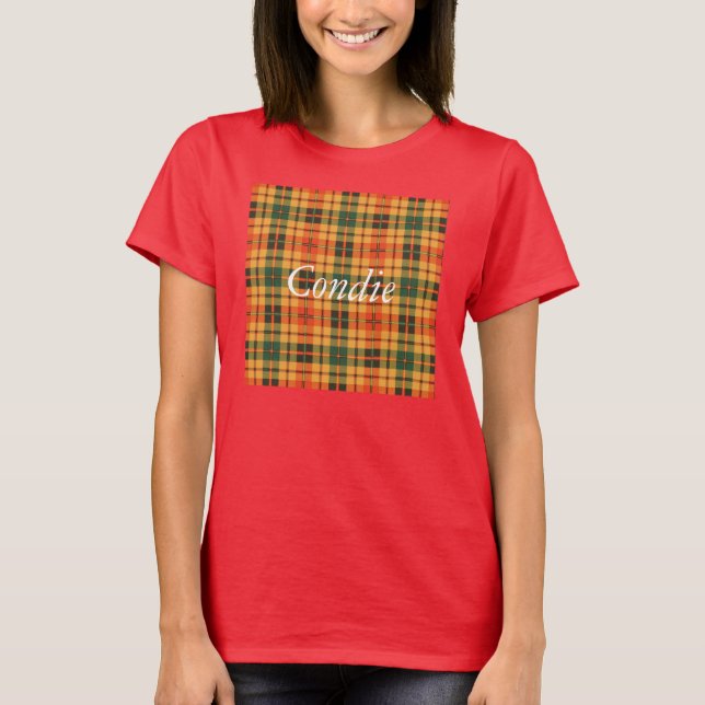 Condie Clan karierter schottischer Kilt Tartan T-Shirt (Vorderseite)