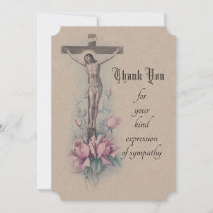 Condolence Beileid Danke, katholische Crucifix Dankeskarte