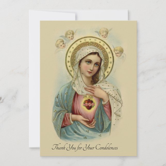 Condolence Beileid Vielen Dank Katholische Maria Dankeskarte (Vorderseite)