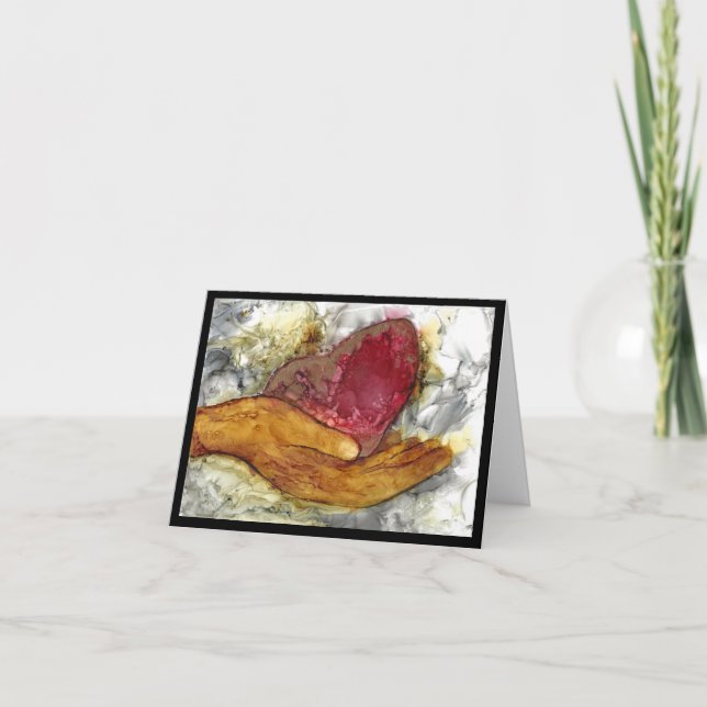 Condolence de la carte main et coeur (Devant)