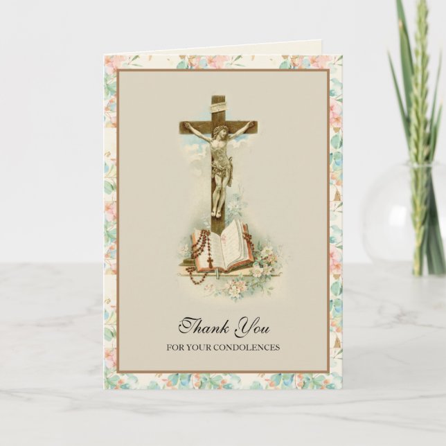 Condolence Sympathie Merci catholique Crucifix (Devant)