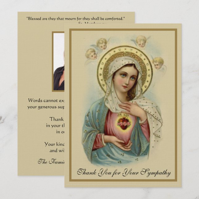 Condolence Sympathie Merci Catholique Marie (Devant / Derrière)