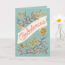 Condolences Aqua Soft Pastel Floral Banner Card