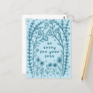 CONDOLENCES floral whimsical Sketch Doodle Sorry Postkarte