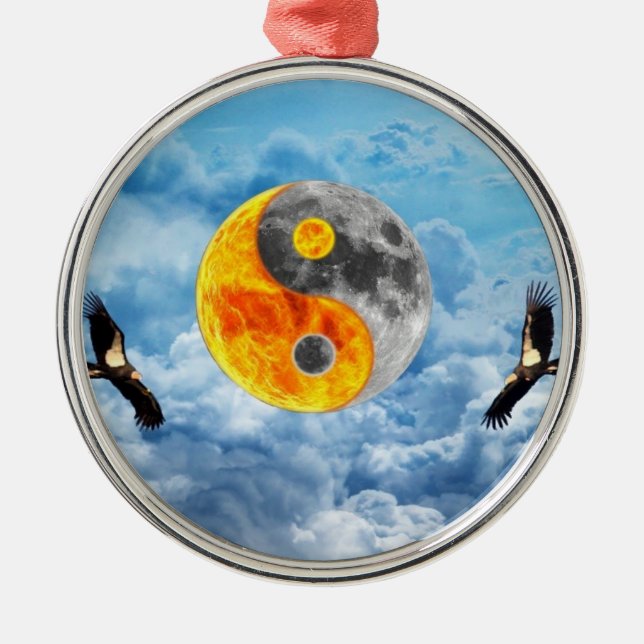 Condor-Liebe Silbernes Ornament (Vorne)