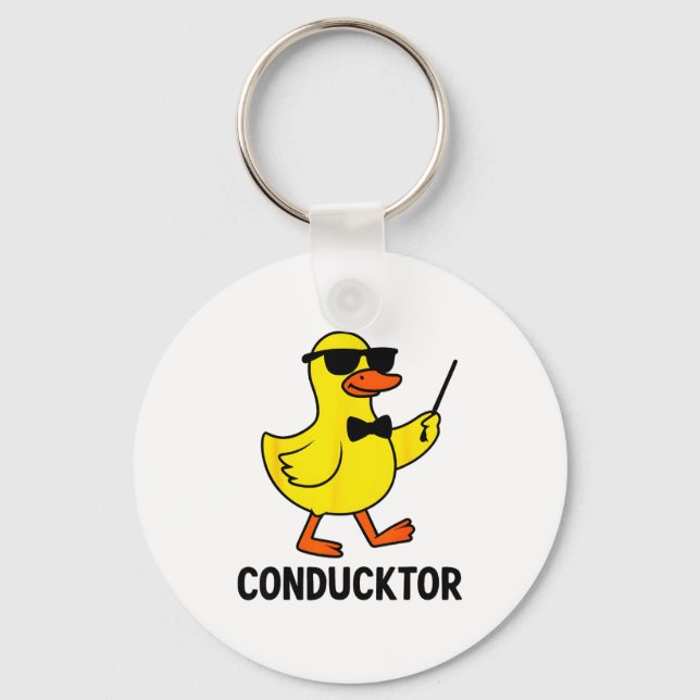 Conducktor Funny Duck Music Pun Orchestra Design  Schlüsselanhänger (Vorderseite)