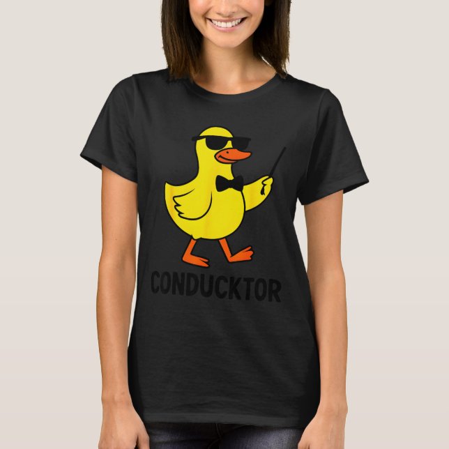 Conducktor Funny Duck Music Pun Orchestra Design  T-Shirt (Vorderseite)