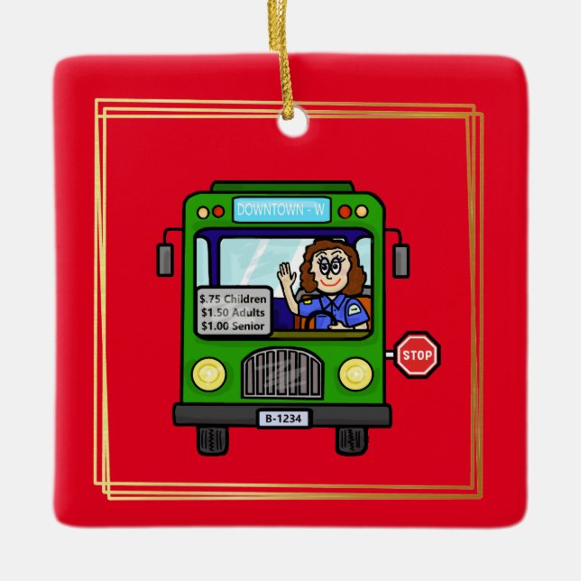 Conducteur de bus femme ornement de Noël (Devant)