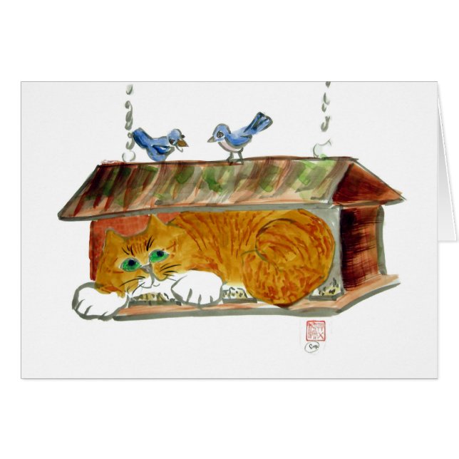 Conducteur d'oiseau et chat de tigre orange (Devant horizontal)