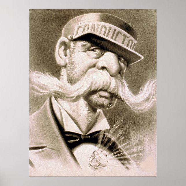 Conducteur vintage Immense Mustache Retro Poster (Devant)