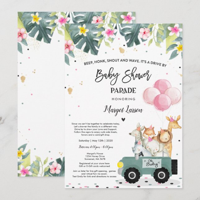 Conduire par Baby shower Invitation Baby shower Sa (Devant / Derrière)