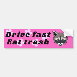 Conduisez rapide à manger raccoon autocollant de p