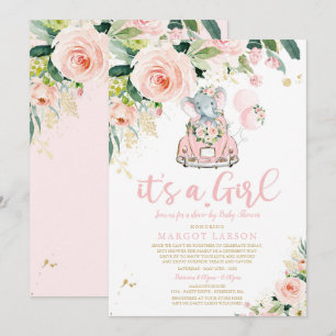 Conduite Des Éléphants Par Invitation Baby shower 