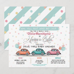 Conduite Festive Par Baby shower Parade Invitation