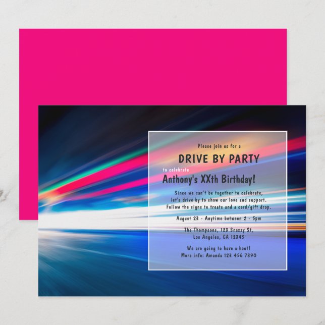 Conduite par Anniversaire Invitation de fête (Devant / Derrière)