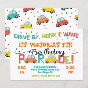 Conduite par Anniversaire Parade Invitation