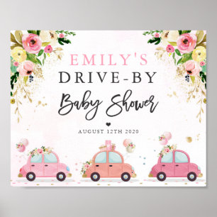 Conduite par Baby shower Affiche de bienvenue rose
