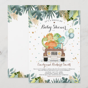Conduite Par Baby shower Invitation Dinosaur Douch