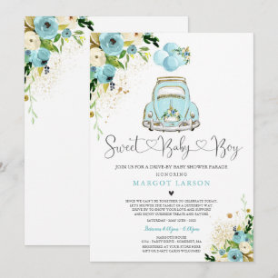 Conduite Par Baby shower Invitation Mint Floral Sh